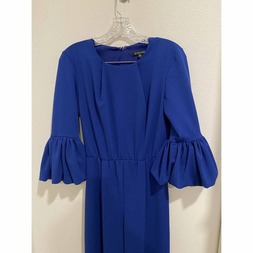 Marina Women's Bright Blue Jumpsuit Bell Sleeve Size 2 - Picture 4 of 6